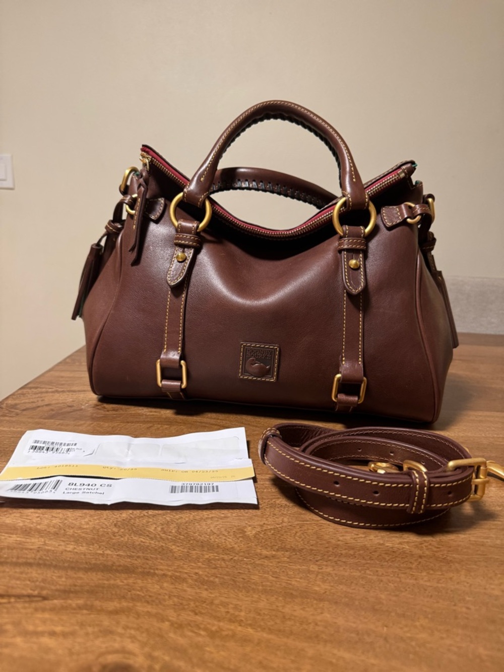 Dooney and Bourke Florentine Satchel Large Chestnut